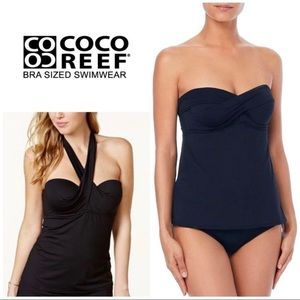 NEW Women’s COCO Reef Five Way Bra Sized Underwire Swim Tankini 36/38D Black